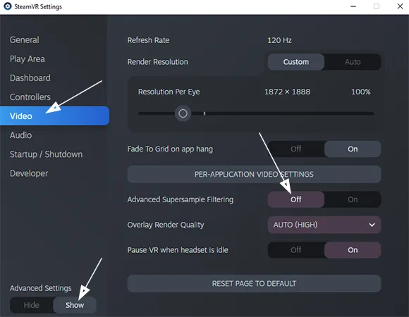 SteamVR Advanced Super Sampling deaktivieren